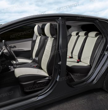 8 249 р. Чехлы сидений (экокожа, зад. подл, Sport) Автопилот Volkswagen Polo Mk6 лифтбек (2020-2022) (черный/белый)  с доставкой в г. Кемерово. Увеличить фотографию 6