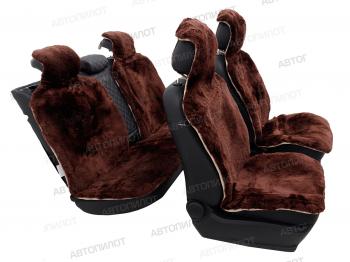21 349 р. Комплект накидок на весь салон (цельные шкуры класс А короткий ворс натуральный мех) Автопилот   (коричневый)  с доставкой в г. Кемерово. Увеличить фотографию 2