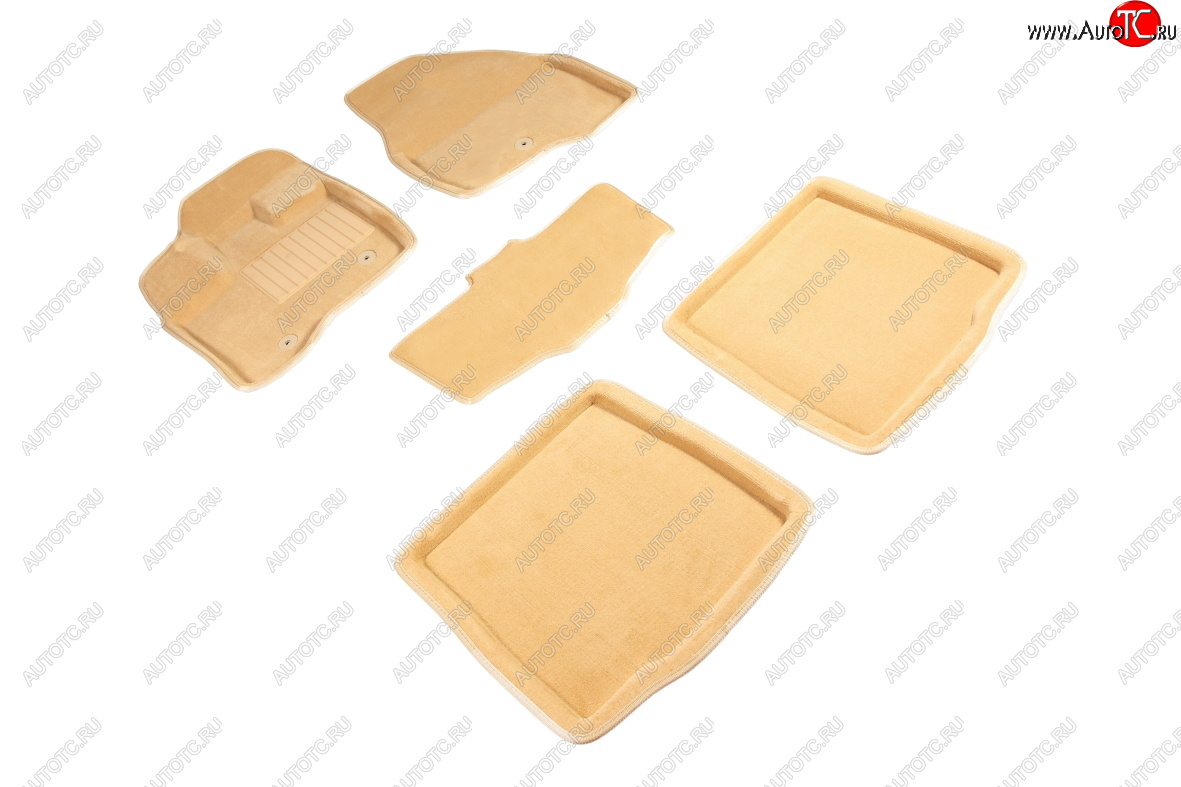 7 649 р. Комплект ковриков салона (ворсовые, 3D) SEINTEX  Ford Explorer  U502 (2015-2018) 1-ый рестайлинг, 5 дв. (Бежевый)  с доставкой в г. Кемерово