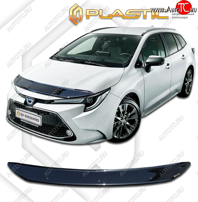 2 079 р. Дефлектор капота CA-Plastic  Toyota Corolla  E210 (2018-2022) универсал дорестайлинг (classic черный, без надписи)  с доставкой в г. Кемерово