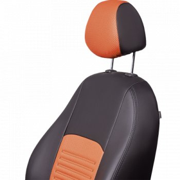 6 599 р. Комплект чехлов сидений ( Экокожа ИЛАНА+ОРЕГОН) Chevrolet Aveo T250 хэтчбек 5 дв рестайлинг (2006-2011) (Черный+коричневый)  с доставкой в г. Кемерово. Увеличить фотографию 4
