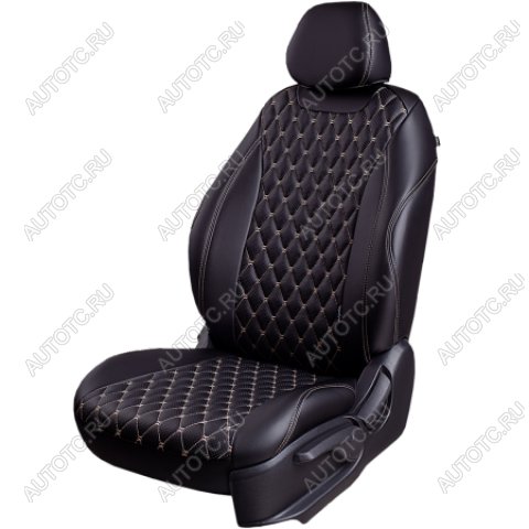 18 549 р.  Комплект чехлов для сидений (РЗСиС 40/60 ЗГ Орегон) БАЙРОН Lord Autofashion  Chevrolet Spark  M300 (2010-2015), Ravon R2 (2016-2025) (черный, вставка черная, строчка бежевая)  с доставкой в г. Кемерово