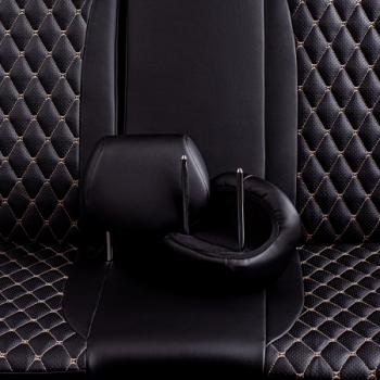 18 549 р.  Комплект чехлов для сидений (РЗСиС 40/60 ЗГ Орегон) БАЙРОН Lord Autofashion  Chevrolet Spark  M300 (2010-2015), Ravon R2 (2016-2025) (черный, вставка черная, строчка бежевая)  с доставкой в г. Кемерово. Увеличить фотографию 7