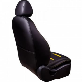11 899 р. Комплект чехлов для сидений ( РЗС 60/40 2Г Орегон) ТУРИН-2 Lord Autofashion  Hyundai Solaris  RBr (2010-2017) седан дорестайлинг, седан рестайлинг (черный, вставка черная+желтая, строчка желтая)  с доставкой в г. Кемерово. Увеличить фотографию 2