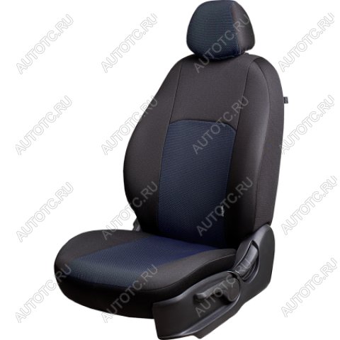 7 599 р. Комплект чехлов для сидений (РЗС 40/60 2П+1Г Жаккард) Дублин Lord Autofashion Hyundai Sonata EF рестайлинг ТагАЗ (2001-2013) (черный, вставка Ёж синяя)  с доставкой в г. Кемерово