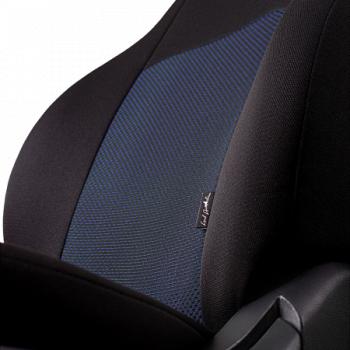 7 599 р. Комплект чехлов для сидений (РЗС 40/60 2П+1Г Жаккард) Дублин Lord Autofashion Hyundai Sonata EF рестайлинг ТагАЗ (2001-2013) (черный, вставка Ёж синяя)  с доставкой в г. Кемерово. Увеличить фотографию 4