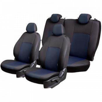 7 599 р. Комплект чехлов для сидений (РЗС 40/60 2П+1Г Жаккард) Дублин Lord Autofashion Hyundai Sonata EF рестайлинг ТагАЗ (2001-2013) (черный, вставка Ёж синяя)  с доставкой в г. Кемерово. Увеличить фотографию 5
