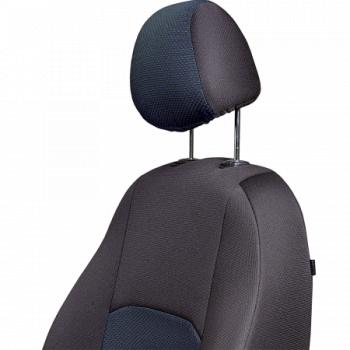 7 599 р. Комплект чехлов для сидений (РЗС 40/60 2П+1Г Жаккард) Дублин Lord Autofashion Hyundai Sonata EF рестайлинг ТагАЗ (2001-2013) (черный, вставка Ёж синяя)  с доставкой в г. Кемерово. Увеличить фотографию 6