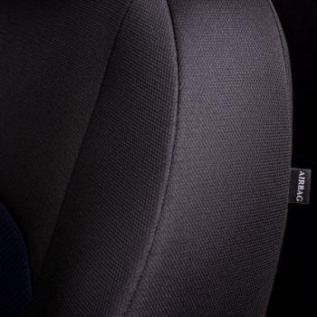 7 599 р. Комплект чехлов для сидений (РЗС 40/60 2П+1Г Жаккард) Дублин Lord Autofashion Hyundai Sonata EF рестайлинг ТагАЗ (2001-2013) (черный, вставка Ёж синяя)  с доставкой в г. Кемерово. Увеличить фотографию 9