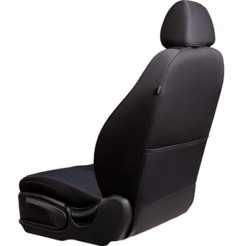 7 599 р. Комплект чехлов для сидений (РЗС 40/60 2П+1Г Жаккард) Дублин Lord Autofashion Hyundai Sonata EF рестайлинг ТагАЗ (2001-2013) (черный, вставка Ёж синяя)  с доставкой в г. Кемерово. Увеличить фотографию 2