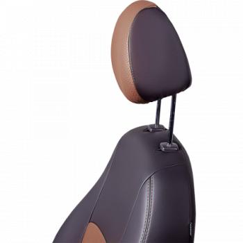 9 899 р. Комплект чехлов для сидений (РЗС 40/60 3Г Илана+Орегон) ТУРИН СТ Lord Autofashion  KIA Rio ( 4 FB,  X-line) (2016-2025) дорестайлинг седан, рестайлинг седан (черный, вставка темно-коричневая+бежевая, строчка темно-коричневая)  с доставкой в г. Кемерово. Увеличить фотографию 3
