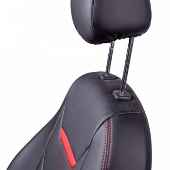 11 899 р. Комплект чехлов для сидений (к.Ambition РЗСиС 40/60 2 Г Орегон) ТУРИН-2 Lord Autofashion  Skoda Fabia  Mk2 (2007-2014) универсал дорестайлинг, хэтчбэк дорестайлинг, универсал рестайлинг, хэтчбэк рестайлинг (черная, вставка черная+красная, строчка красная)  с доставкой в г. Кемерово. Увеличить фотографию 5
