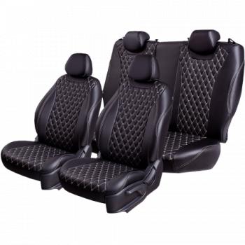 17 449 р. Комплект чехлов для сидений (Орегон) БАЙРОН ст БАЙРОН Lord Autofashion  Subaru Forester  SJ (2012-2019) дорестайлинг, рестайлинг (черный, вставка черная, строчка бежевая)  с доставкой в г. Кемерово. Увеличить фотографию 6