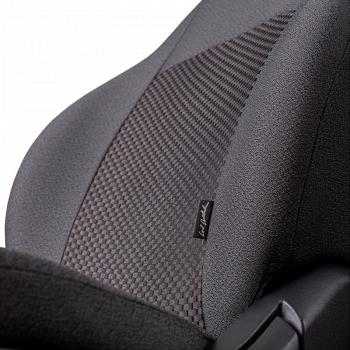 4 649 р. Комплект чехлов для сидений (ЦЗС 2П+1Г Жаккард) Дублин Lord Autofashion Volkswagen Polo 5 хэтчбек рестайлинг (2015-2020) (серый, вставка Стежок серая)  с доставкой в г. Кемерово. Увеличить фотографию 4