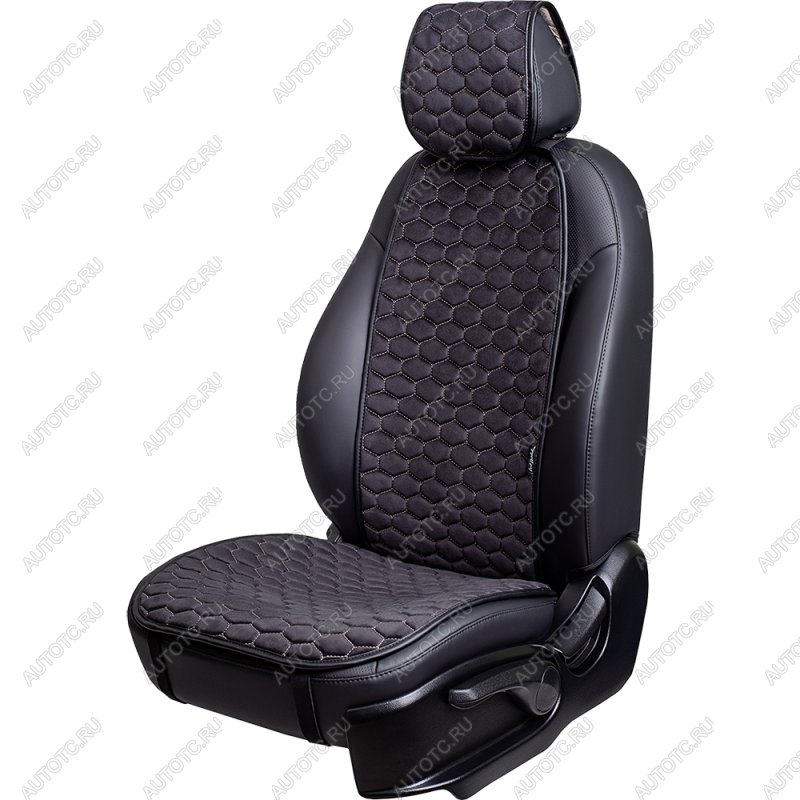 1 759 р. Накидка на сиденье (1 место Афины) МОНРО ст СОТА Lord Autofashion   (черный, строчка бежевая)  с доставкой в г. Кемерово