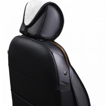 4 999 р. Накидка на сиденье (2 места Мех НЕРПА + ОРЕГОН) ФЕНИКС ст РОМБ Lord Autofashion   (черный, вставка белая, строчка белая)  с доставкой в г. Кемерово. Увеличить фотографию 4