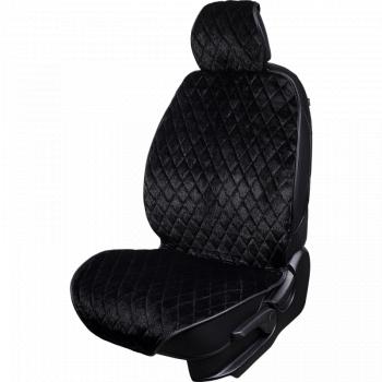 4 999 р. Накидка на сиденье (2 места Мех НЕРПА + ОРЕГОН) ФЕНИКС ст РОМБ Lord Autofashion   (черный, вставка черная, строчка черная)  с доставкой в г. Кемерово. Увеличить фотографию 3
