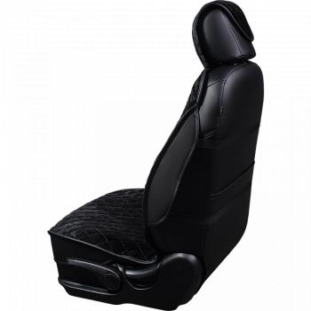 4 999 р. Накидка на сиденье (2 места Мех НЕРПА + ОРЕГОН) ФЕНИКС ст РОМБ Lord Autofashion   (черный, вставка черная, строчка черная)  с доставкой в г. Кемерово. Увеличить фотографию 4