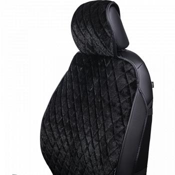 4 999 р. Накидка на сиденье (2 места Мех НЕРПА + ОРЕГОН) ФЕНИКС ст РОМБ Lord Autofashion   (черный, вставка черная, строчка черная)  с доставкой в г. Кемерово. Увеличить фотографию 6