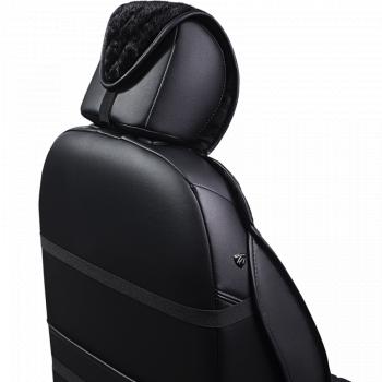 4 999 р. Накидка на сиденье (2 места Мех НЕРПА + ОРЕГОН) ФЕНИКС ст РОМБ Lord Autofashion   (черный, вставка черная, строчка черная)  с доставкой в г. Кемерово. Увеличить фотографию 2