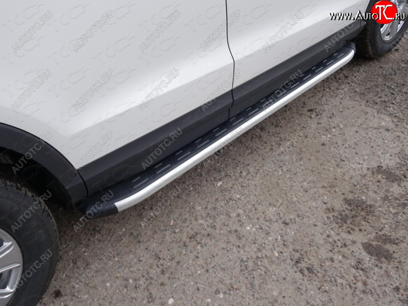20 599 р. Пороги алюминиевые с пластиковой накладкой ТСС Тюнинг  Audi Q3  8U (2011-2015) дорестайлинг (серый)  с доставкой в г. Кемерово