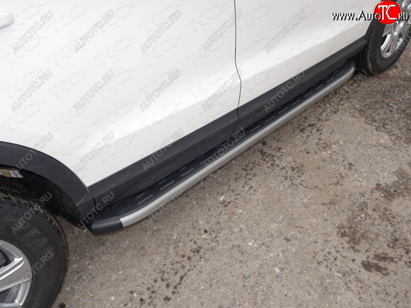 21 999 р. Пороги алюминиевые с пластиковой накладкой ТСС Тюнинг  Audi Q3  8U (2011-2015) дорестайлинг (карбон серый)  с доставкой в г. Кемерово