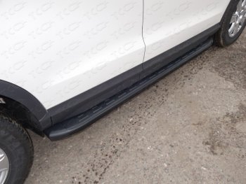 Пороги алюминиевые с пластиковой накладкой ТСС Тюнинг Audi Q3  8U (2011-2015) дорестайлинг (карбон черный)