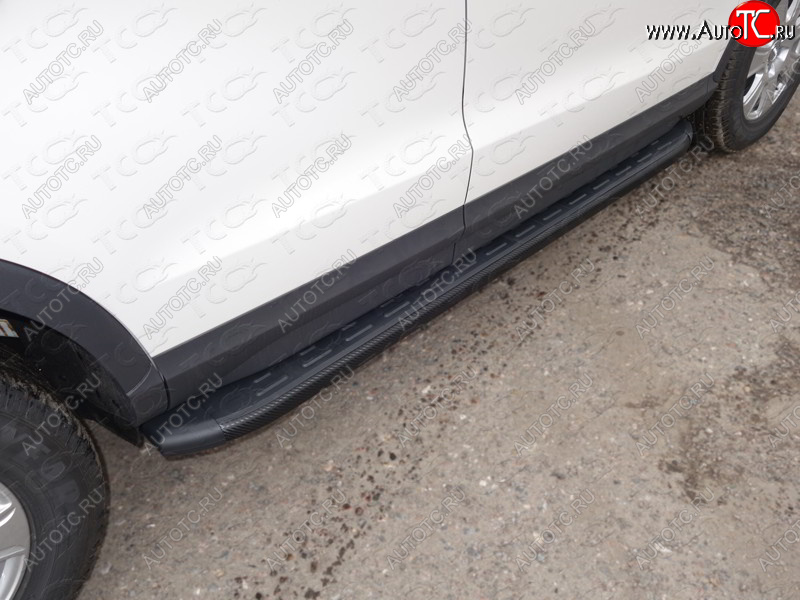 21 999 р. Пороги алюминиевые с пластиковой накладкой ТСС Тюнинг  Audi Q3  8U (2011-2015) дорестайлинг (карбон черный)  с доставкой в г. Кемерово
