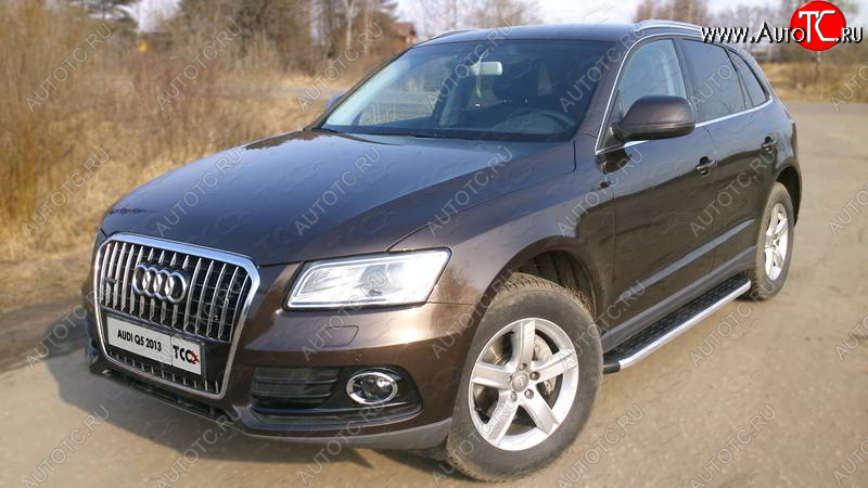 20 599 р. Алюминиевые порожки для ног с пластиковой накладкой TCC Tюнинг  Audi Q5  8R (2008-2017) дорестайлинг, рестайлинг (серый)  с доставкой в г. Кемерово
