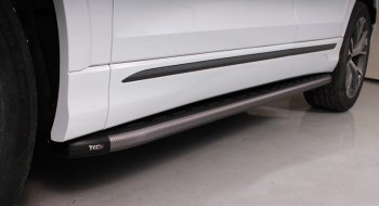 Пороги алюминиевые с пластиковой накладкой ТСС Тюнинг Audi Q8  4MN (2018-2022) (карбон серебро)