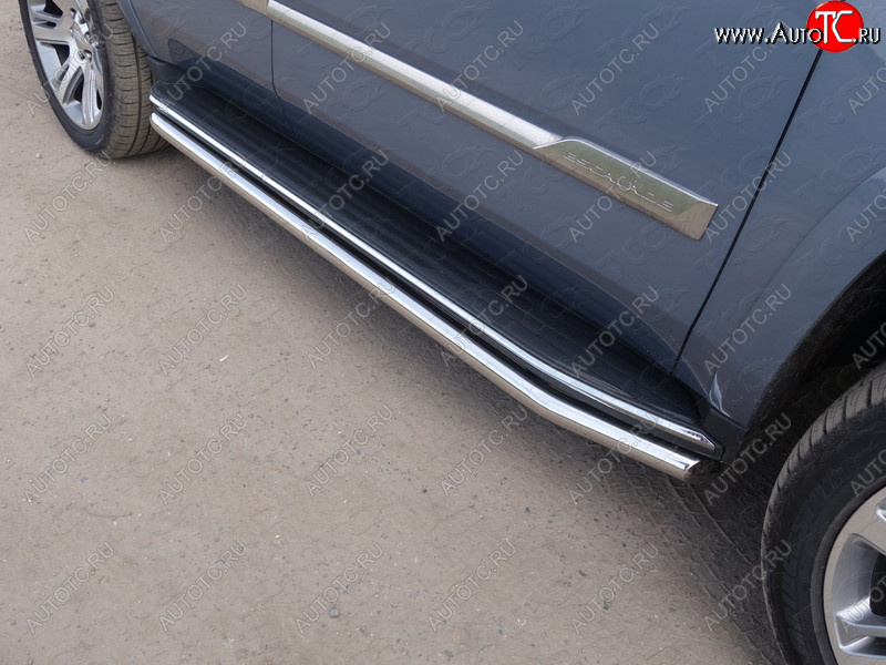 27 449 р. Защита порогов алюминий 60,3 мм, ТСС Тюнинг  Cadillac Escalade  GMTK2 джип 5 дв. (2015-2020) короткая база  с доставкой в г. Кемерово