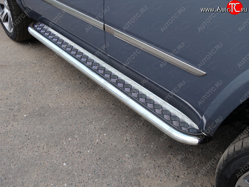36 999 р. Пороги с площадкой 60,3 мм ТСС Тюнинг  Cadillac Escalade  GMTK2 джип 5 дв. (2015-2020) короткая база (серые)  с доставкой в г. Кемерово