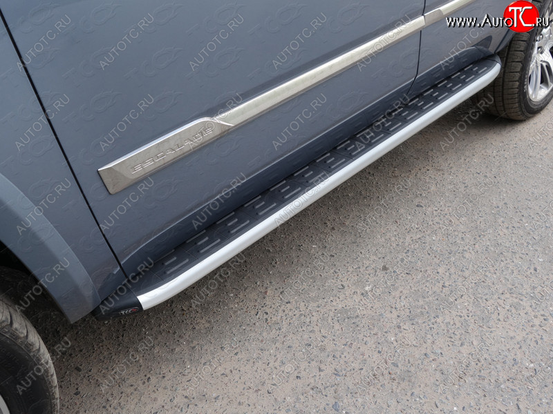 20 599 р. Пороги алюминиевые с пластиковой накладкой R-Line ТСС Тюнинг  Cadillac Escalade  GMTK2 джип 5 дв. (2015-2020) короткая база (серые)  с доставкой в г. Кемерово
