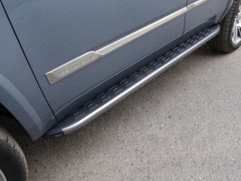 Пороги алюминиевые с пластиковой накладкой ТСС Тюнинг Cadillac Escalade  GMTK2 джип 5 дв. (2015-2020) короткая база (Карбон серые)
