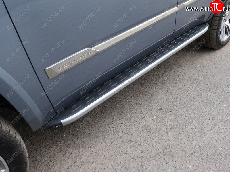 21 999 р. Пороги алюминиевые с пластиковой накладкой ТСС Тюнинг  Cadillac Escalade  GMTK2 джип 5 дв. (2015-2020) короткая база (карбон серебро)  с доставкой в г. Кемерово