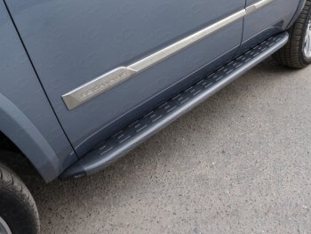 Пороги алюминиевые с пластиковой накладкой ТСС Тюнинг Cadillac Escalade  GMTK2 джип 5 дв. (2015-2020) короткая база (карбон черный)