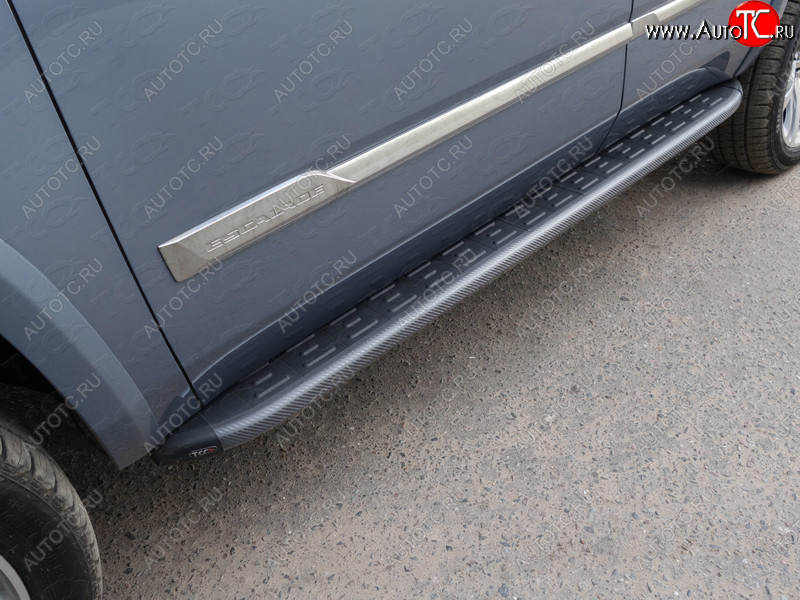 21 999 р. Пороги алюминиевые с пластиковой накладкой ТСС Тюнинг  Cadillac Escalade  GMTK2 джип 5 дв. (2015-2020) короткая база (карбон черный)  с доставкой в г. Кемерово
