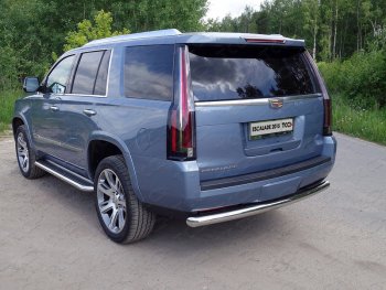 Защита задняя (нержавейка 76,1 мм) ТСС Тюнинг Cadillac Escalade  GMTK2 джип 5 дв. (2015-2020) короткая база