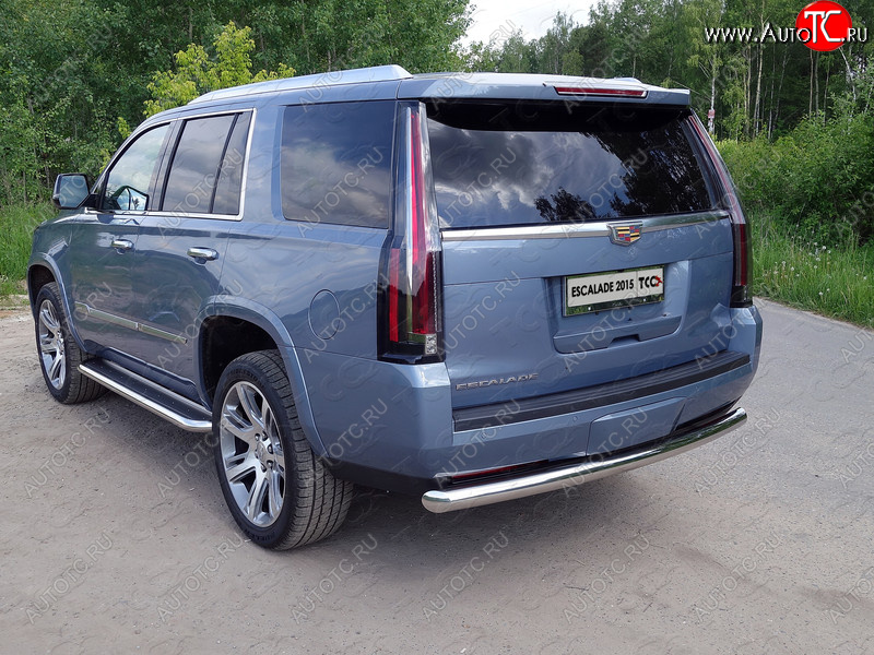 21 999 р. Защита задняя (нержавейка 76,1 мм) ТСС Тюнинг  Cadillac Escalade  GMTK2 джип 5 дв. (2015-2020) короткая база  с доставкой в г. Кемерово