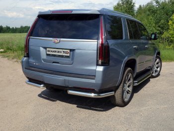 Защита задняя (уголки, нержавейка 76,1 мм) ТСС Тюнинг Cadillac Escalade  GMTK2 джип 5 дв. (2015-2020) короткая база