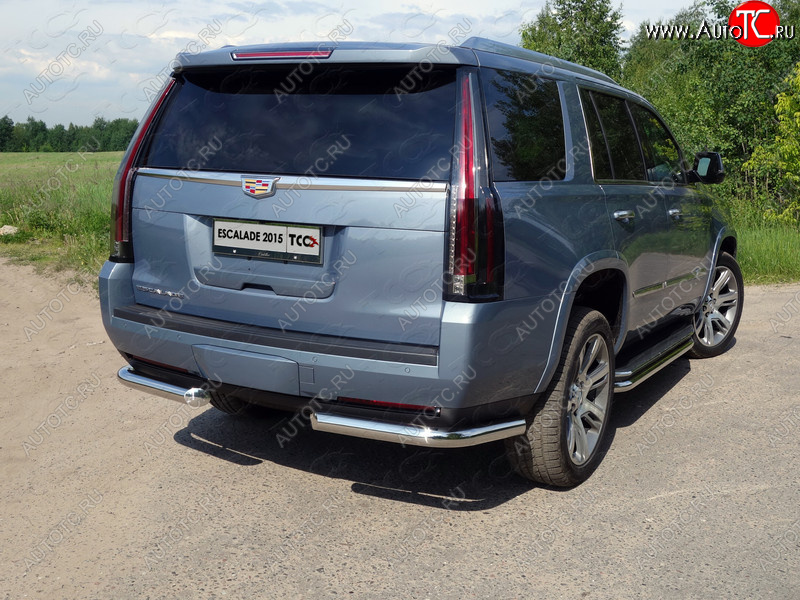 20 599 р. Защита задняя (уголки, нержавейка 76,1 мм) ТСС Тюнинг  Cadillac Escalade  GMTK2 джип 5 дв. (2015-2020) короткая база  с доставкой в г. Кемерово