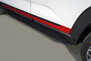 Пороги алюминиевые Slim Line ТСС Тюнинг Changan CS35 Plus (2021-2025) рестайлинг (Black)