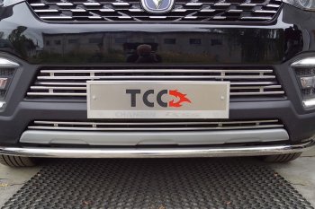 Нижняя декоративная вставка в бампер ТСС Тюнинг Changan CS55 рестайлинг (2018-2025) (d 12 мм)