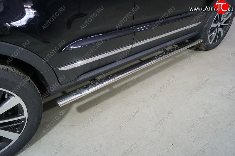 33 749 р. Пороги овальные с проступью 75х42 мм ТСС Тюнинг Changan CS55 Plus (2021-2025) (серые)  с доставкой в г. Кемерово