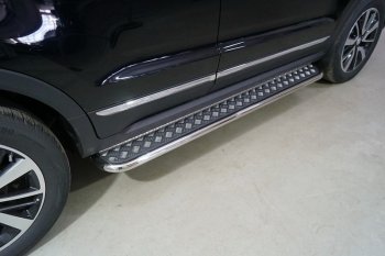 Пороги с площадкой 42,4 мм ТСС Тюнинг Changan CS55 (2017-2025) дорестайлинг, рестайлинг (серые)