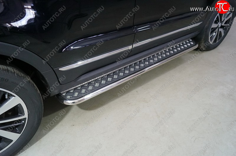 30 549 р. Пороги с площадкой 42,4 мм ТСС Тюнинг  Changan CS55 (2017-2025) дорестайлинг, рестайлинг (серые)  с доставкой в г. Кемерово