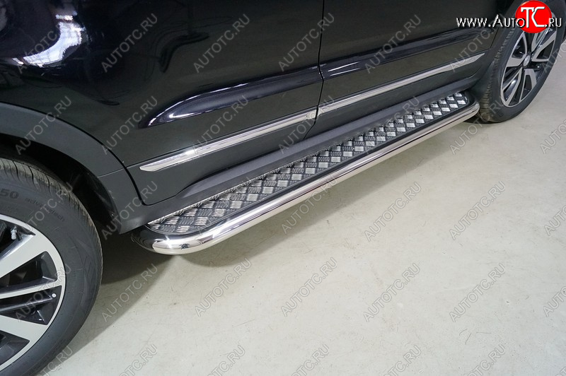 34 799 р. Пороги с площадкой 60,3 мм ТСС Тюнинг  Changan CS55 (2017-2025) дорестайлинг, рестайлинг (серый)  с доставкой в г. Кемерово