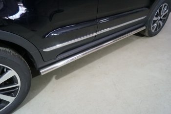 Защита порогов труба d60,3 мм ТСС Тюнинг Changan CS55 (2017-2025) дорестайлинг, рестайлинг (серые)