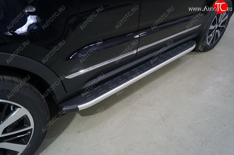 20 599 р. Пороги алюминиевые с пластиковой накладкой ТСС Тюнинг  Changan CS55 (2017-2025) дорестайлинг, рестайлинг (серые)  с доставкой в г. Кемерово