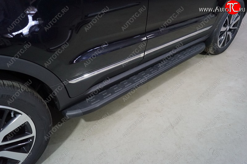 21 999 р. Пороги алюминиевые с пластиковой накладкой ТСС Тюнинг  Changan CS55 (2017-2025) дорестайлинг, рестайлинг (карбон черные)  с доставкой в г. Кемерово